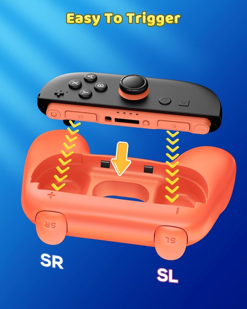 FYOUNG [Both for Switch 2 and 1] Grips for Nintendo Switch 2/1/OLED Controller, Handle Holder for Joycon 2&for Joy con, Dual Size Comfort Ergonomic Grip for Kids&Adults, Family Gaming Accessories - Image 4
